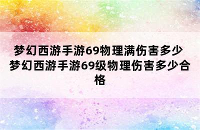 梦幻西游手游69物理满伤害多少 梦幻西游手游69级物理伤害多少合格